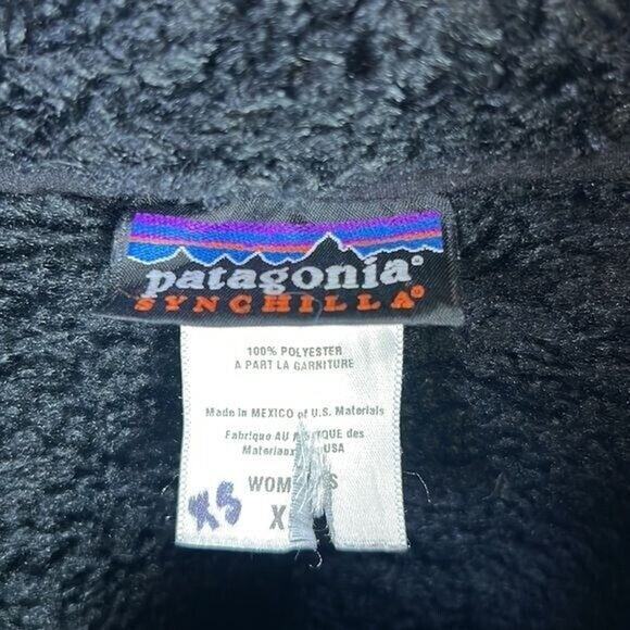 PATAGONIA black zip up sweater collared sz XS thick chunky warm cozy jacket coat - Picture 2 of 6
